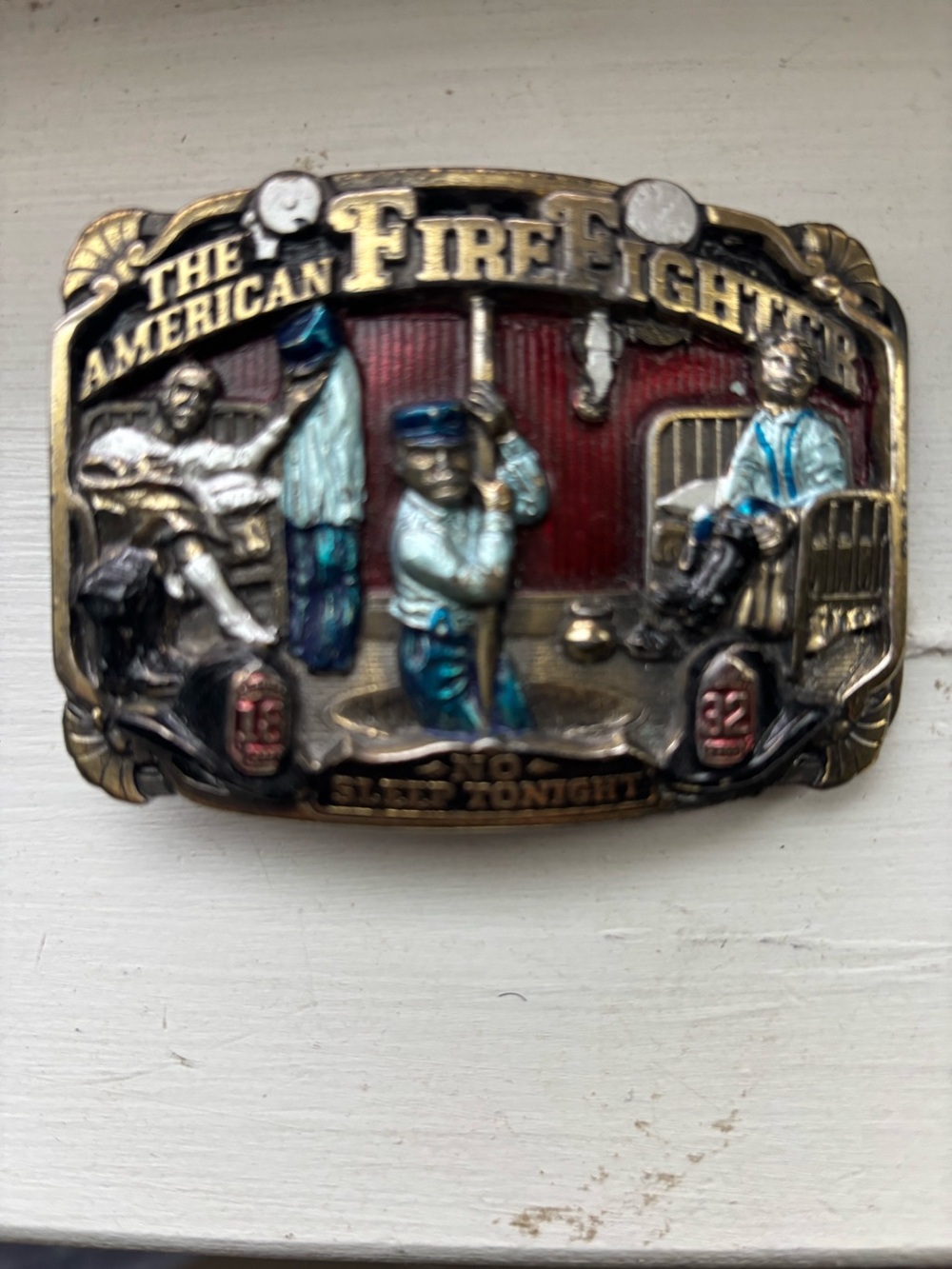 The American Firefighter Decorative Belt Buckle - Gold, Silver, Red, Blue